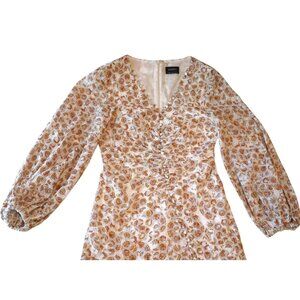 Bardot Womens Floral Long Sleeve S Mini Dress With Button Cottagecore
